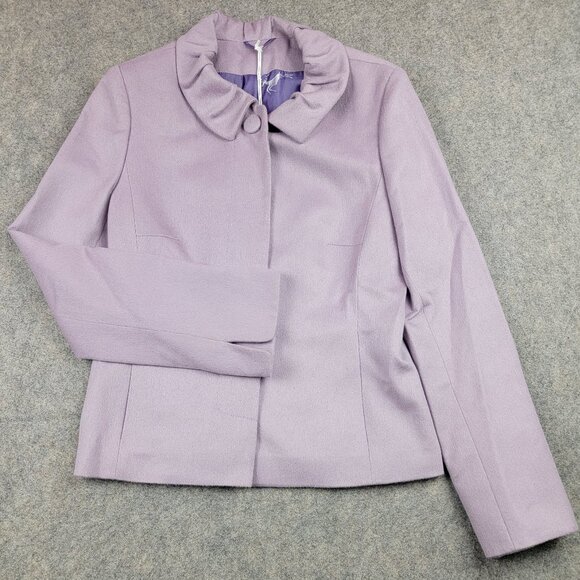 Algo Wool Blend Ruffle Collar Jacket Womens Size Unknown Lavender Purple Lined - Picture 1 of 14